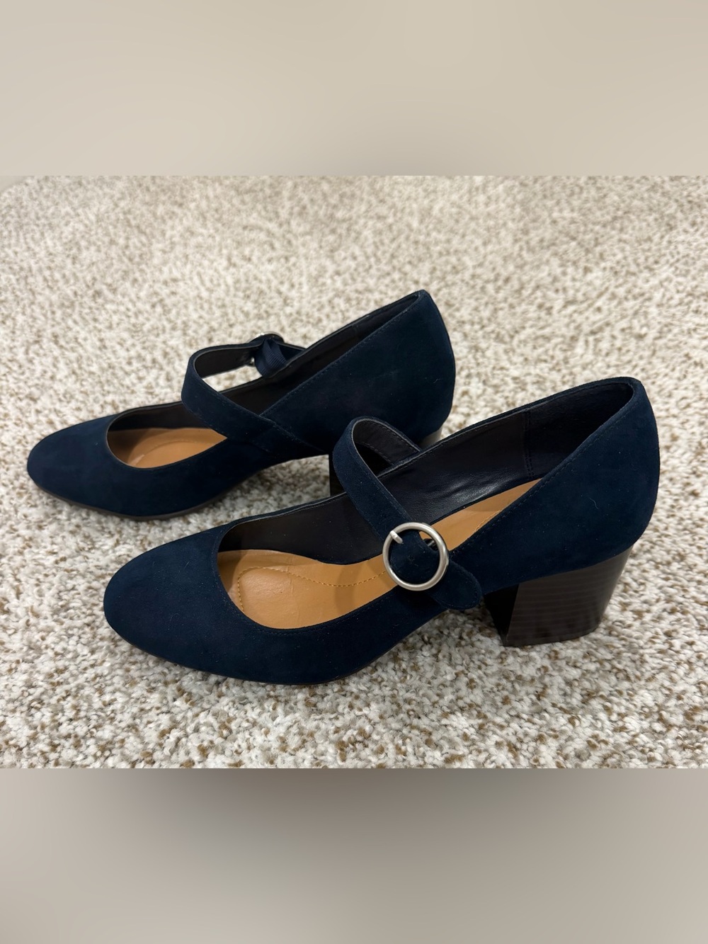 Style & Co. Navy Suede Mary Jane Block Heels